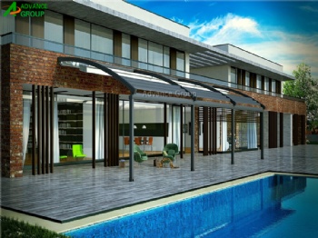 Waterproof PVC Roof Retractable Awning Pergola